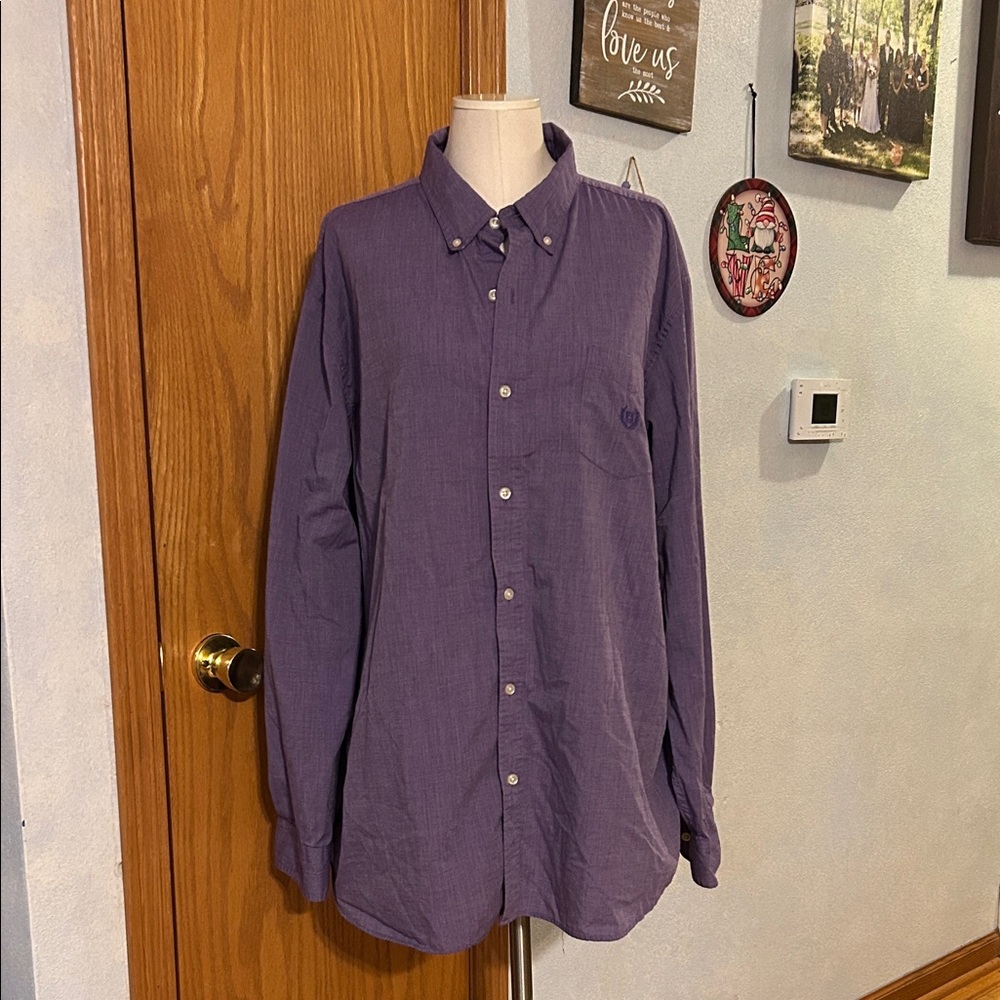 Chaps Men's Casual Purple Button-Down Shirt